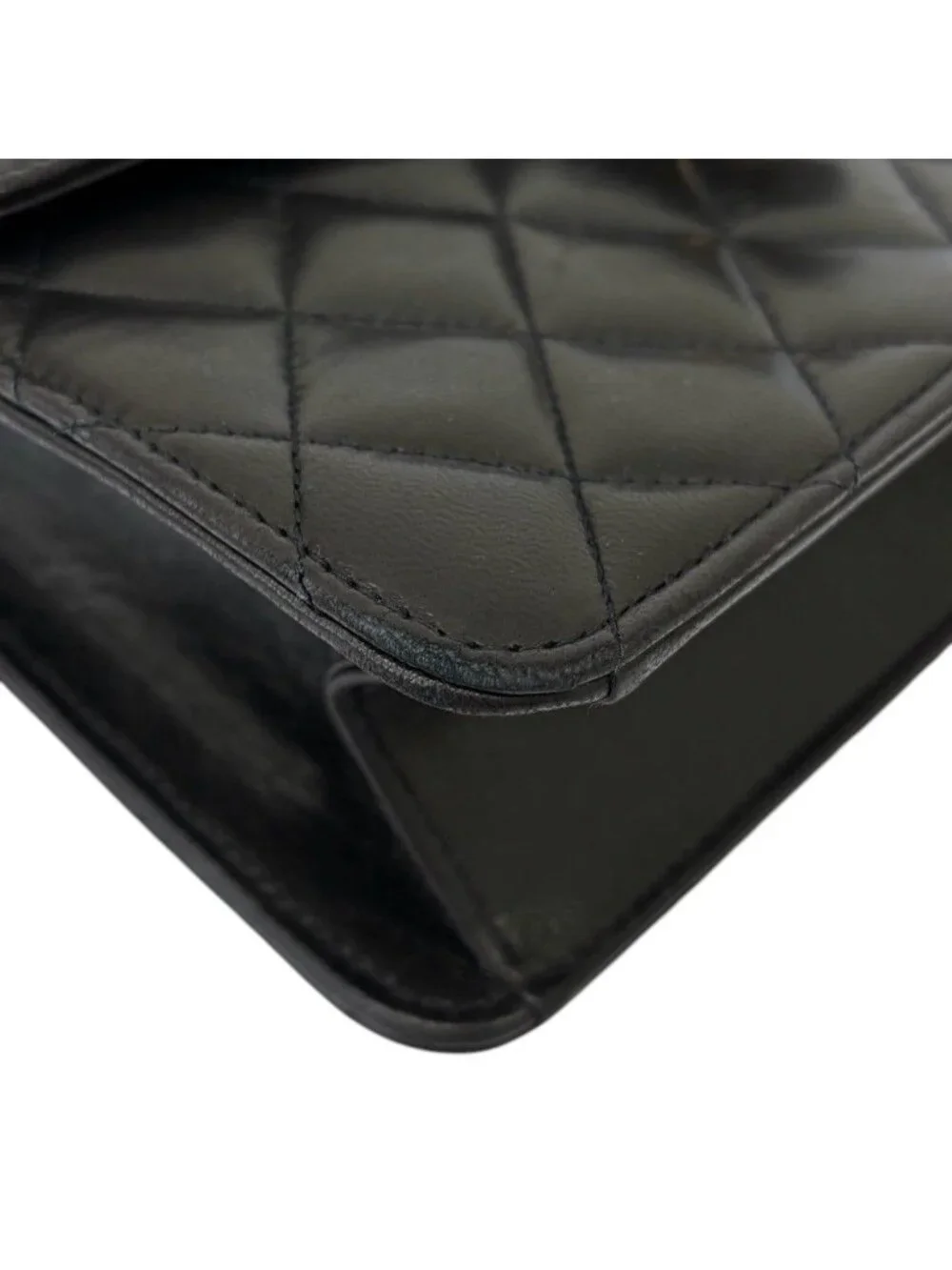 Chanel Quilted Lambskin Single Flap Chain Shoulder Bag Black